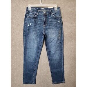 Sonoma Boyfriend Jeans Womens 8 Blue Medium Wash Distressed Stretch NEW